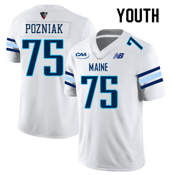 Youth #75 Sean Pozniak Maine Black Bears College Football Jerseys Stitched Sale-White